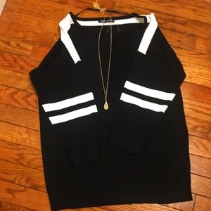 Soft black and white work sweater